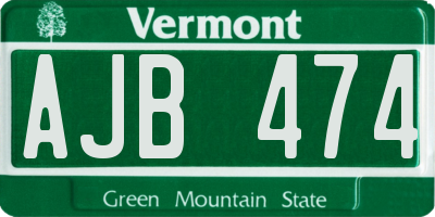 VT license plate AJB474