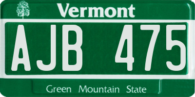 VT license plate AJB475