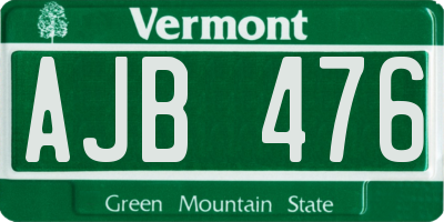 VT license plate AJB476