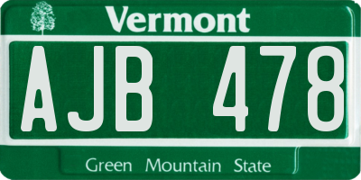 VT license plate AJB478