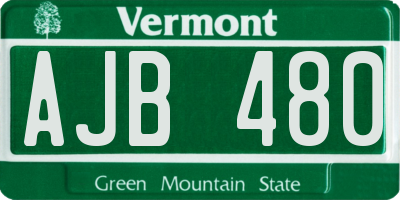 VT license plate AJB480