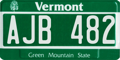 VT license plate AJB482
