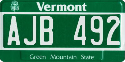 VT license plate AJB492