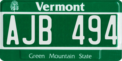 VT license plate AJB494