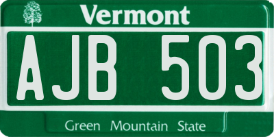 VT license plate AJB503