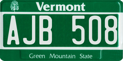 VT license plate AJB508