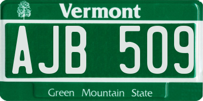 VT license plate AJB509