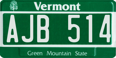 VT license plate AJB514