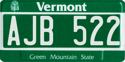 VT license plate AJB522