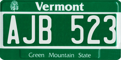 VT license plate AJB523