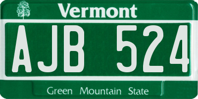 VT license plate AJB524