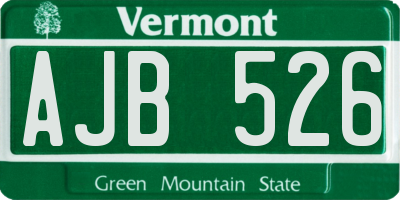 VT license plate AJB526