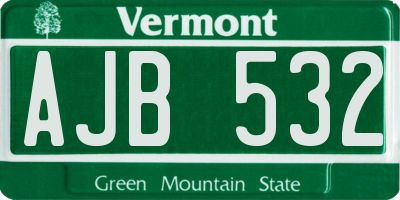 VT license plate AJB532