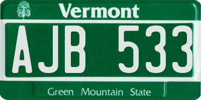 VT license plate AJB533