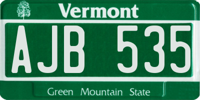 VT license plate AJB535