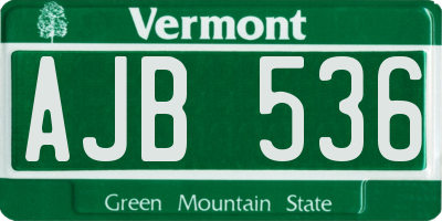 VT license plate AJB536