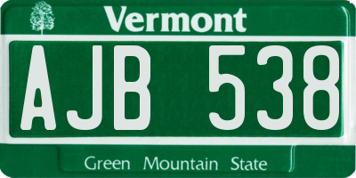 VT license plate AJB538