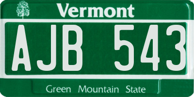 VT license plate AJB543