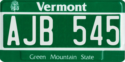 VT license plate AJB545