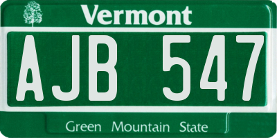 VT license plate AJB547