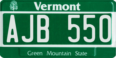 VT license plate AJB550