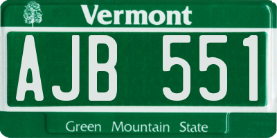 VT license plate AJB551
