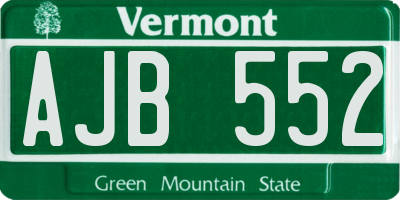VT license plate AJB552