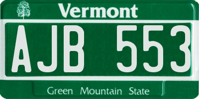 VT license plate AJB553
