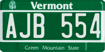 VT license plate AJB554