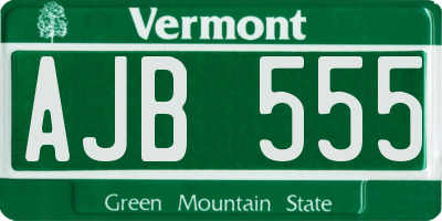 VT license plate AJB555