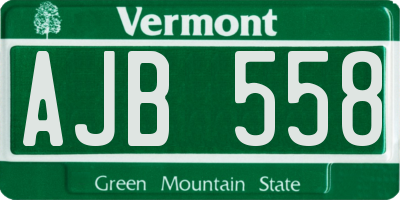 VT license plate AJB558