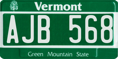 VT license plate AJB568
