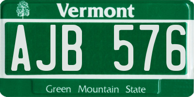 VT license plate AJB576