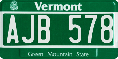 VT license plate AJB578