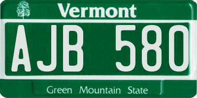 VT license plate AJB580