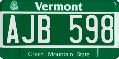 VT license plate AJB598