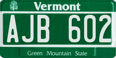 VT license plate AJB602
