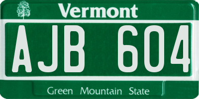 VT license plate AJB604