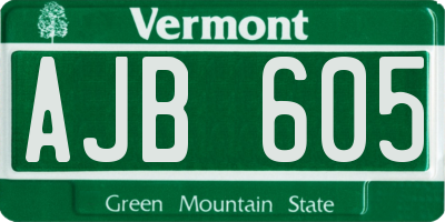VT license plate AJB605