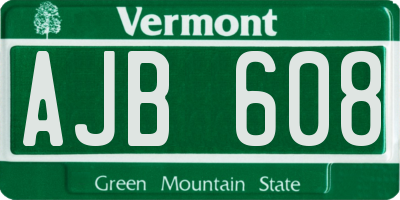 VT license plate AJB608