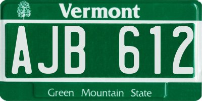 VT license plate AJB612
