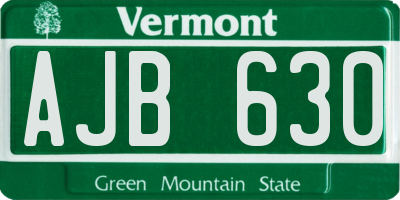VT license plate AJB630