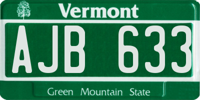 VT license plate AJB633