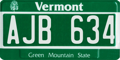 VT license plate AJB634