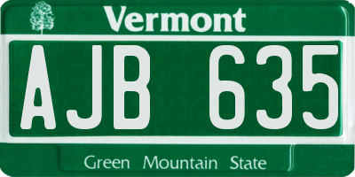 VT license plate AJB635