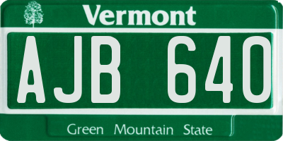 VT license plate AJB640
