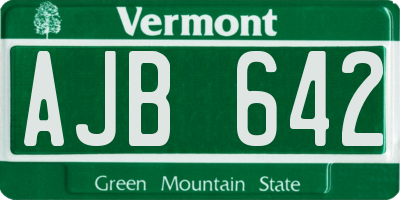 VT license plate AJB642
