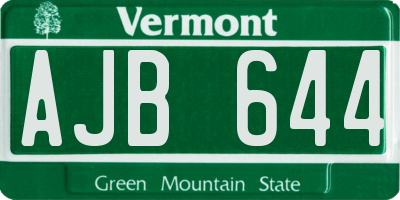 VT license plate AJB644