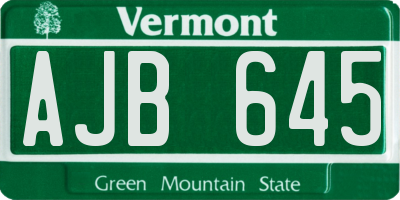 VT license plate AJB645