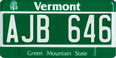 VT license plate AJB646